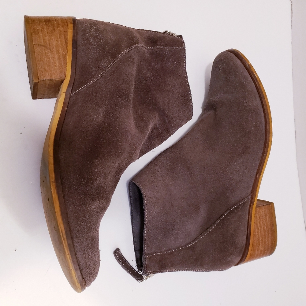 Sam Edelman Women Ankle Boots Size 8.5M Brown Suede Heeled Back Zip Distressed